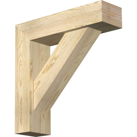 Ekena Millwork Traditional Block Rough Sawn Bracket w/ Offset Brace, Douglas Fir, 6"W x 22"D x 22"H BKT0604X22X22TRA05RDF